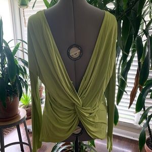 Missguided slime green dolman twist back top